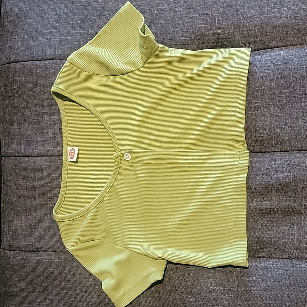 Green sweater one button